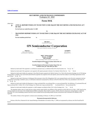Thumbnail ON Semiconductor 10-K Annual Report 