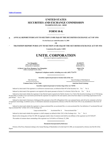 Thumbnail Unitil Corporation
 10-K Annual Report 