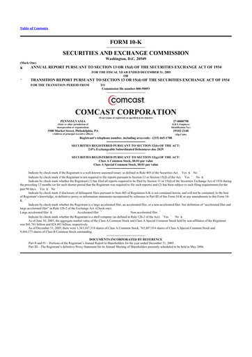 Thumbnail Comcast 10-K Annual Report 