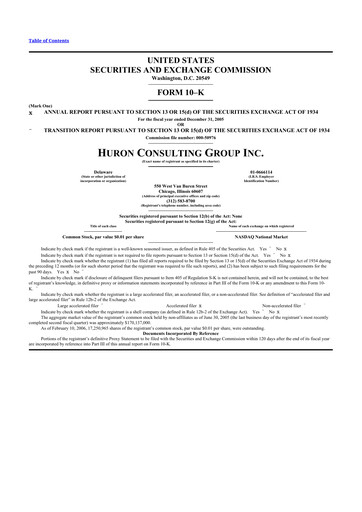 Vorschaubild Huron Consulting 10-K Jahresbericht 