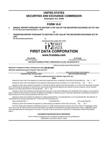 Thumbnail First Data Corporation 10-K Annual Report 