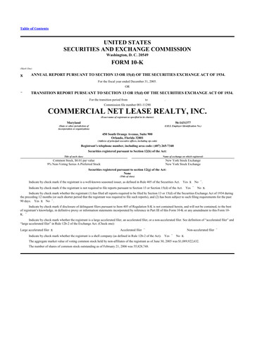 Thumbnail NNN REIT 10-K Annual Report 