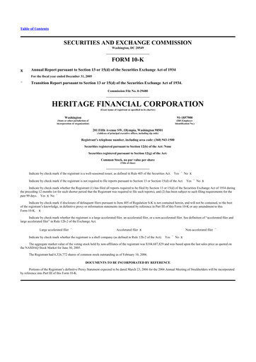 Thumbnail Heritage Financial 10-K Annual Report 