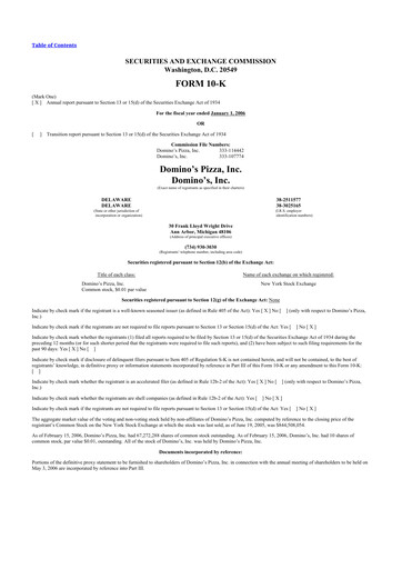 Thumbnail Domino's Pizza 10-K Annual Report 