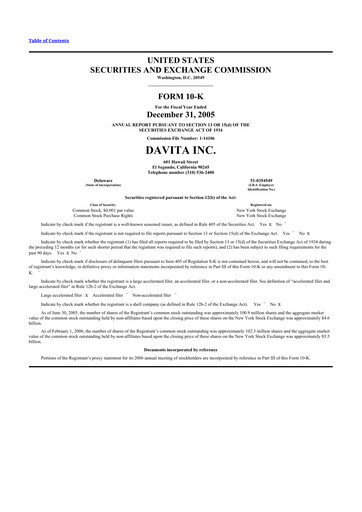 Thumbnail DaVita 10-K Annual Report 