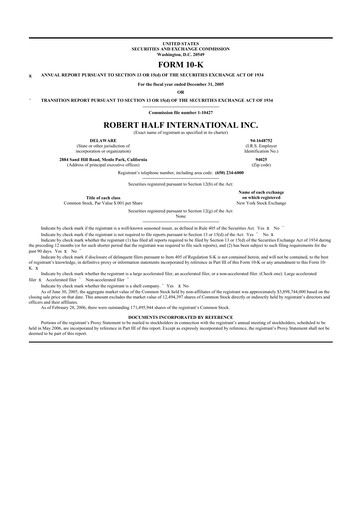 Thumbnail Robert Half 10-K Annual Report 