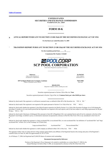Thumbnail POOLCORP 10-K Annual Report 