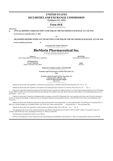 Thumbnail BioMarin Pharmaceutical 10-K Annual Report 