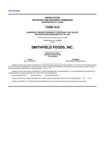 Thumbnail Smithfield Foods 10-Q Quarterly Report FY 