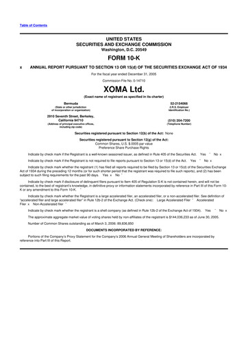 Thumbnail XOMA Royalty 10-K Annual Report 