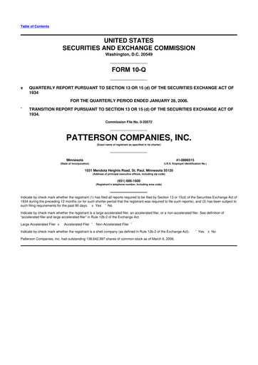 Thumbnail Patterson Companies
 10-Q Quarterly Report FY 