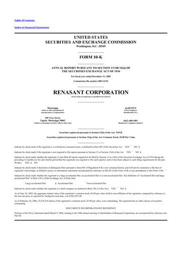 Miniature Renasant Corp 10-K Rapport annuel 