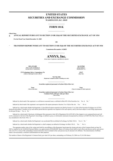 Thumbnail Ansys 10-K Annual Report 