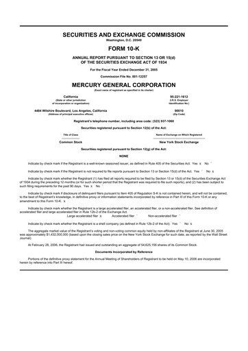 Thumbnail Mercury General
 10-K Annual Report 