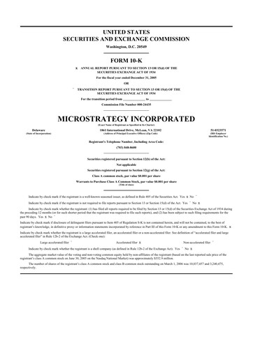 Thumbnail Strategy 
 (MicroStrategy) 10-K Annual Report 