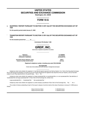 Thumbnail Greif 10-Q Quarterly Report FY 