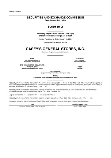 Thumbnail Casey's General Stores
 10-Q Quarterly Report FY 