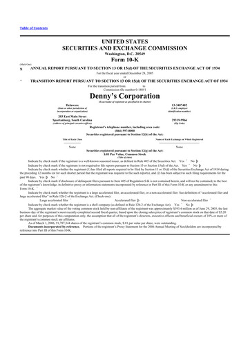 Thumbnail Denny's
 10-K Annual Report 