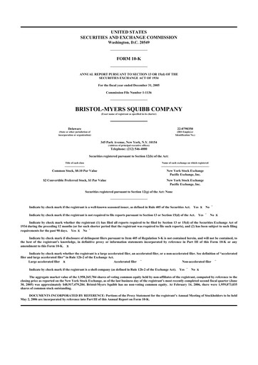 Miniature Bristol-Myers Squibb 10-K Rapport annuel 