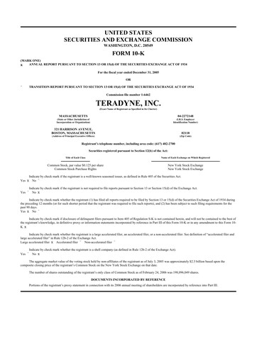 Thumbnail Teradyne 10-K Annual Report 