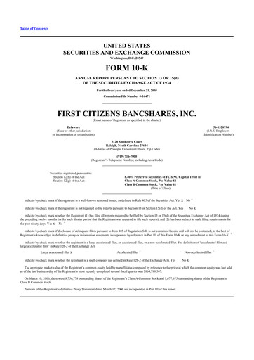 Thumbnail First Citizens BancShares
 10-K Annual Report 