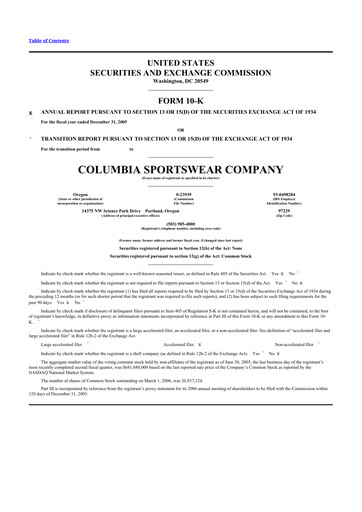 Thumbnail Columbia Sportswear
 10-K Annual Report 