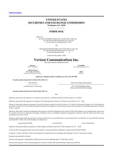 Thumbnail Verizon 10-K Annual Report 