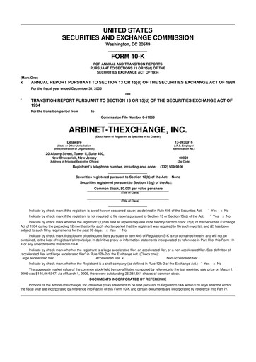 Thumbnail Arbinet 10-K Annual Report 