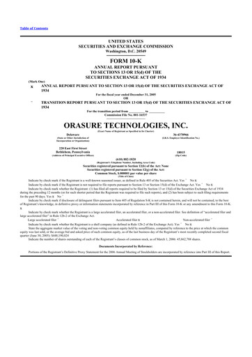 Thumbnail OraSure Technologies 10-K Annual Report 