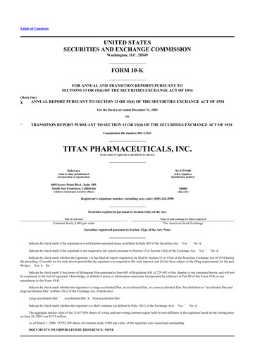 Thumbnail Titan Pharmaceuticals
 10-K Annual Report 