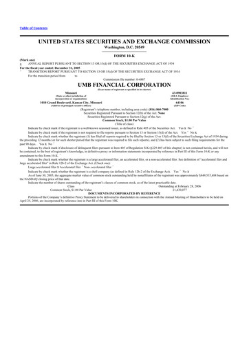 Thumbnail UMB Financial 10-K Annual Report 