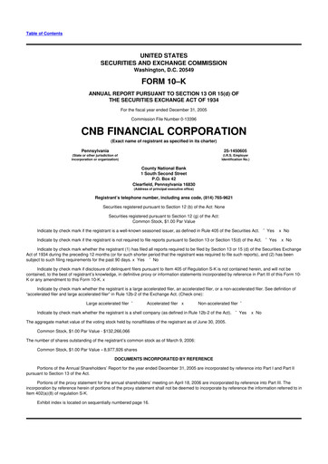Thumbnail CNB Financial Corp 10-K Annual Report 