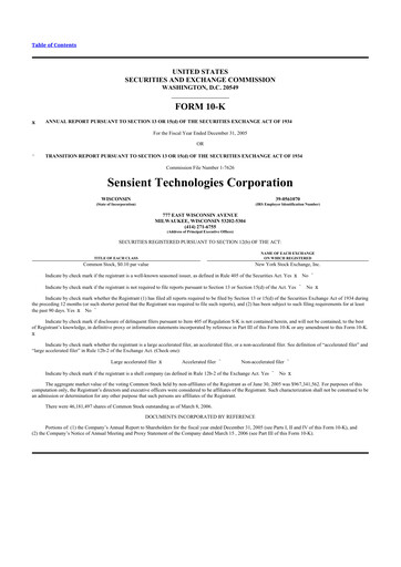 Thumbnail Sensient Technologies
 10-K Annual Report 