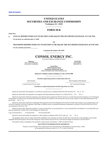 Thumbnail CNX Resources
 10-K Annual Report 