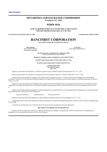 Miniature BancFirst 10-K Rapport annuel 