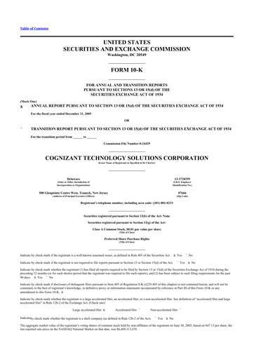 Thumbnail Cognizant Technology Solutions  10-K Annual Report 