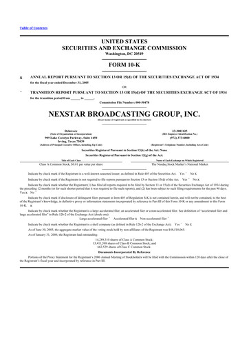 Thumbnail Nexstar Media Group
 10-K Annual Report 