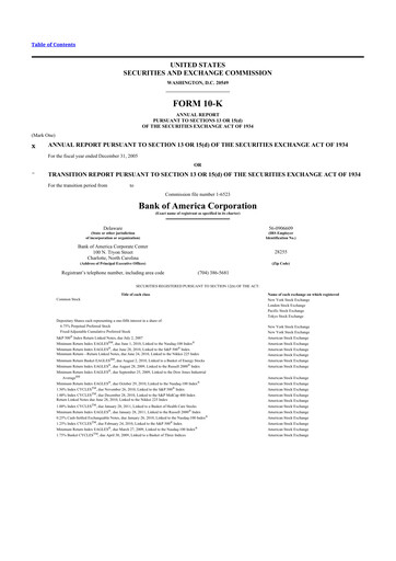 Thumbnail Bank of America  10-K Annual Report 