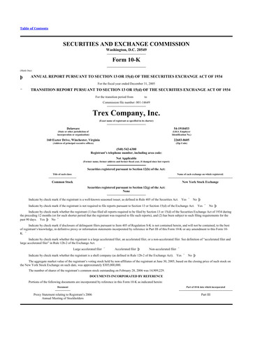 Thumbnail Trex 10-K Annual Report 