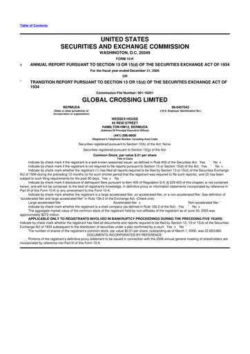 Thumbnail Global Crossing 10-K Annual Report 