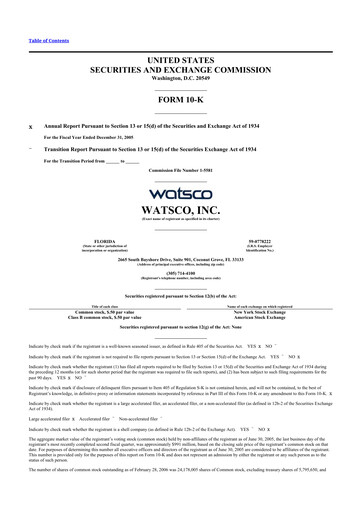 Miniature Watsco
 10-K Rapport annuel 