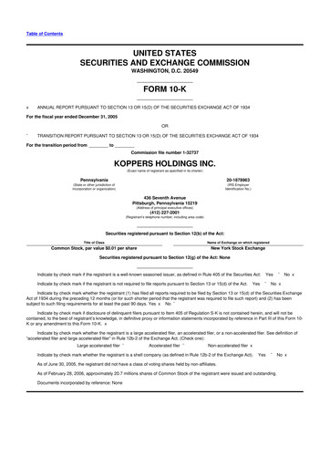 Thumbnail Koppers Holdings 10-K Annual Report 