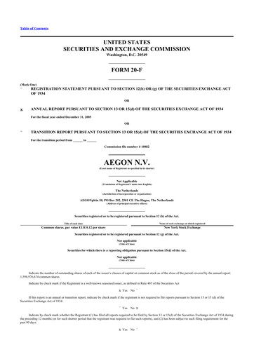 Thumbnail AEGON
 20-F Annual Report 