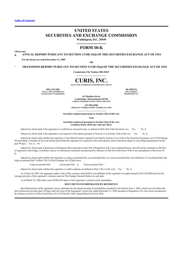 Thumbnail Curis 10-K Annual Report 