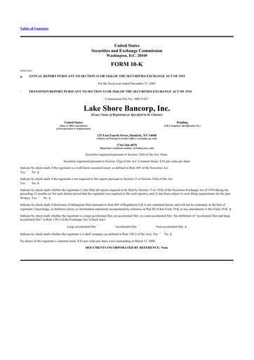 Thumbnail Lake Shore Bancorp 10-K Annual Report 