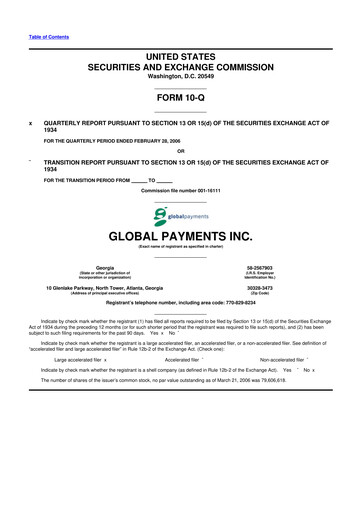 Thumbnail Global Payments 10-Q Quarterly Report FY 