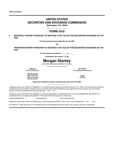 Thumbnail Morgan Stanley 10-Q Quarterly Report FY 
