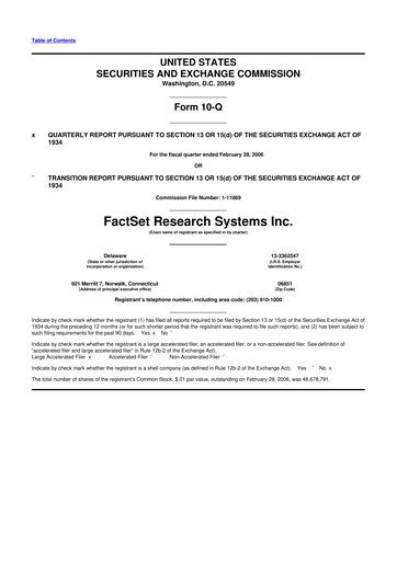 Thumbnail FactSet 10-Q Quarterly Report FY 