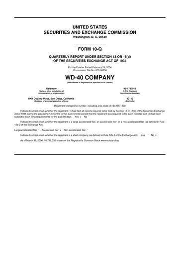 Thumbnail WD-40 Company
 10-Q Quarterly Report FY 