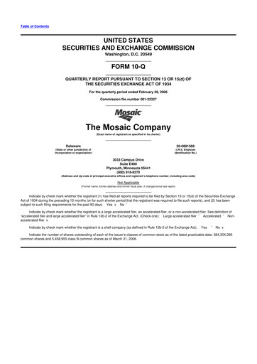 Thumbnail The Mosaic Company 10-Q Quarterly Report FY 